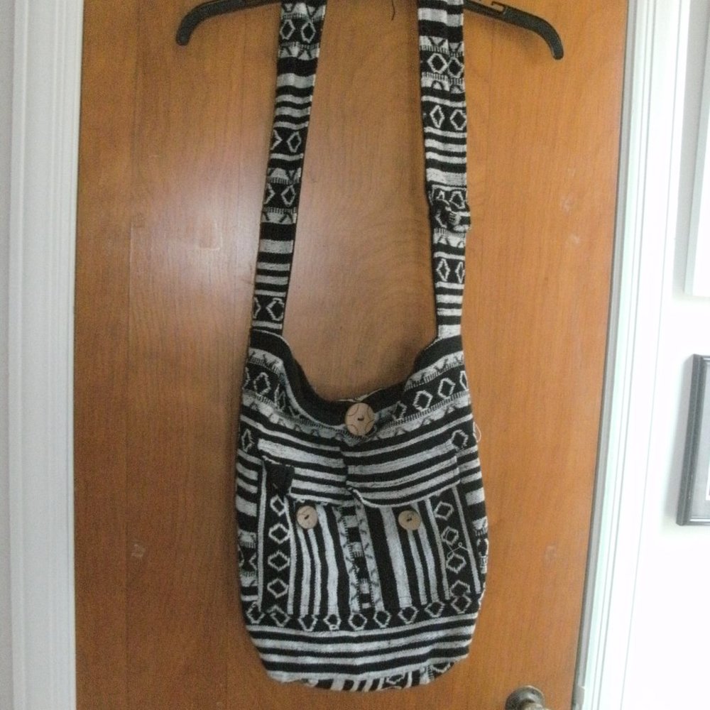 Tribe Azure Handwoven Fair Trade Thick Cotton Crossbody Shoulder Bag Purse Boho